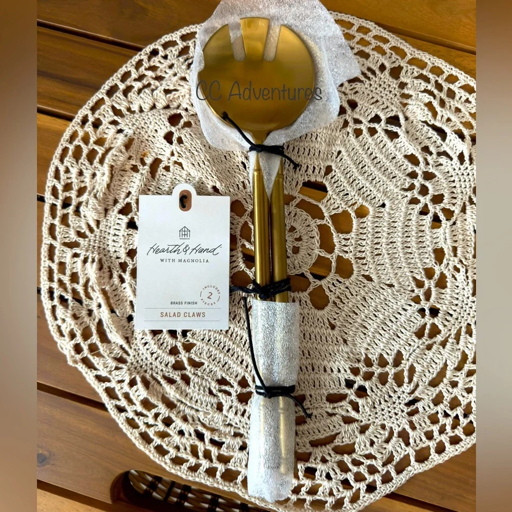 Hearth & Hand Brass Finish Salad Fork and Spoon 2 piece Set